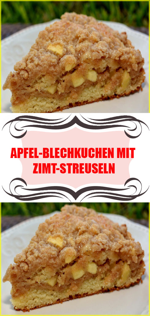 Apfel Blechkuchen mit Zimt Streuseln