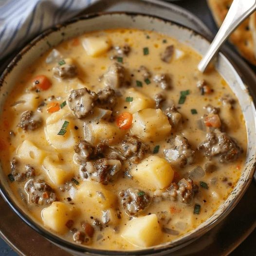 Hamburger Suppe mit 500g Hackfleisch macht lange satt, schnell zubereitet! Hamburger Suppe mit 500g Hackfleisch macht lange satt, schnell zubereitet!