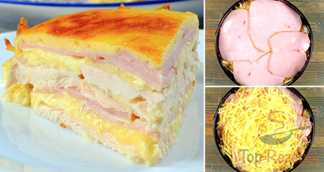 Herzhafte Hähnchen-Torte mit Schinken und Käse