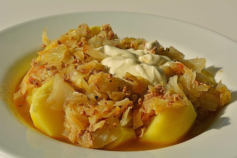 Kohl mit Hack-Eintopf Kohl mit Hack-Eintopf