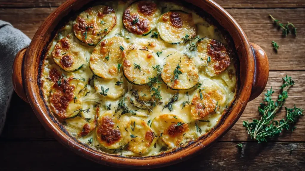 Kartoffel-Zucchini-Auflauf – cremig und würzig Ofenfrischer Kartoffel-Zucchini-Auflauf mit goldbrauner Käsekruste