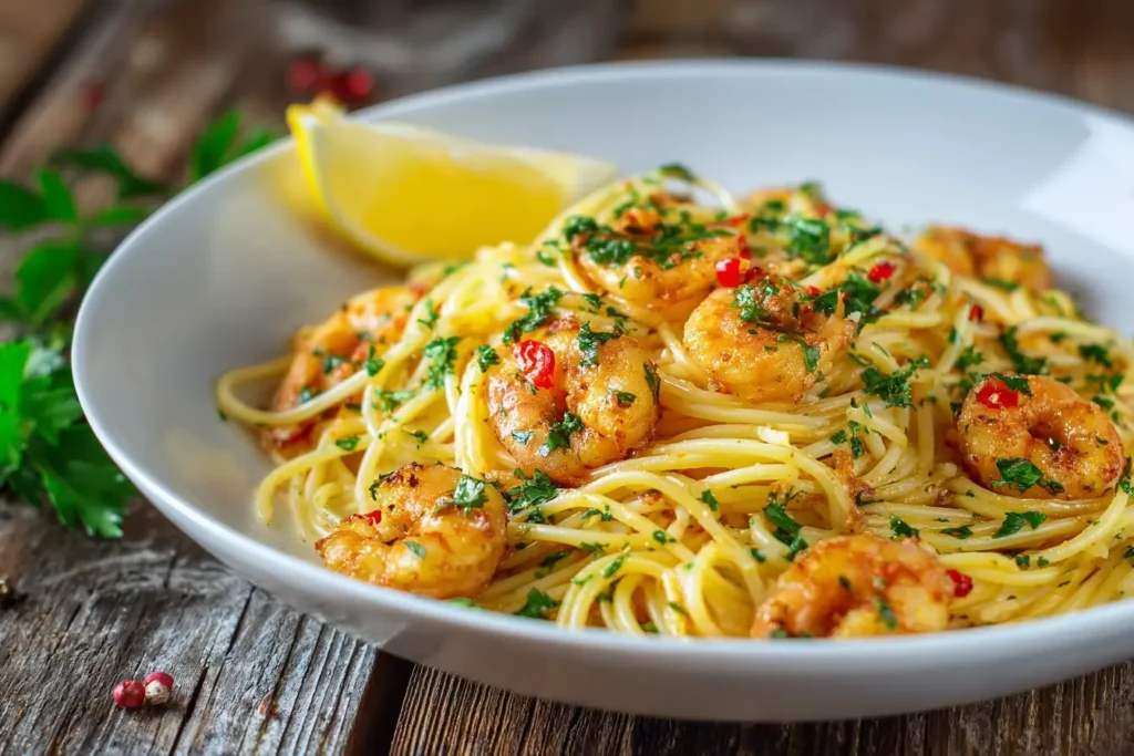 Spaghetti mit Garnelen, Knoblauch und Chili Spaghetti mit Garnelen, Knoblauch und Chili