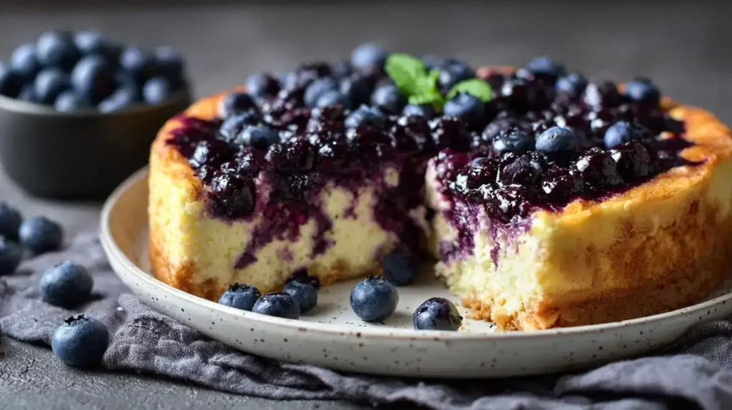 Heidelbeer-Quarkkuchen Rezept: Cremig, Fruchtig & Einfach Heidelbeer-Quarkkuchen mit knusprigem Keksboden und frischem Heidelbeer-Kompott