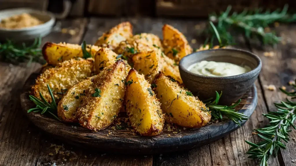 Parmesan-Kartoffeln Knusprige Parmesan-Kartoffeln aus dem Ofen mit Kräutern und Käse